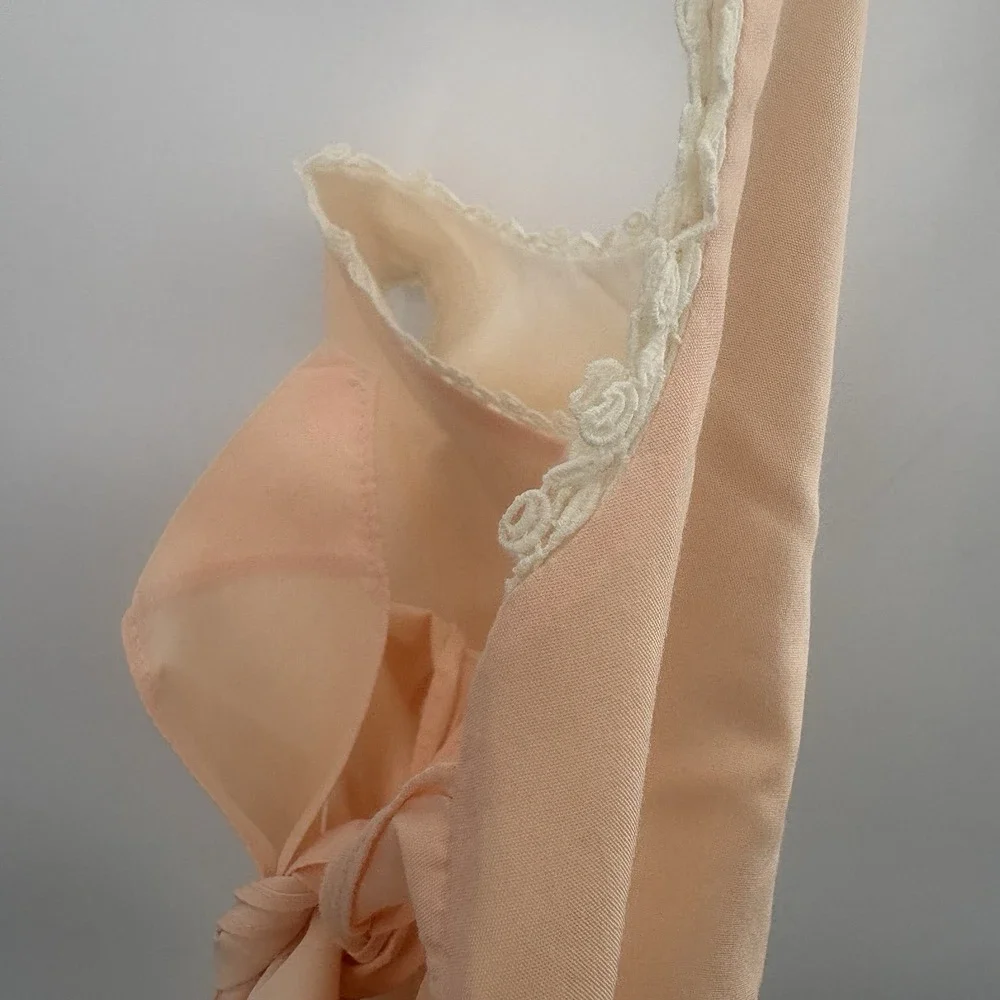 Vintage Grace Peach A Line Embroidered Dress With Lace Trim 18 M-2T
